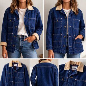 Vintage Roebucks Denim Workwear Jacket | Chore Coat | USA Women Med Men Small